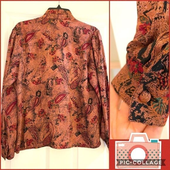 Vintage silk top ST. denis size 6 retro autumn colors - Picture 2 of 3